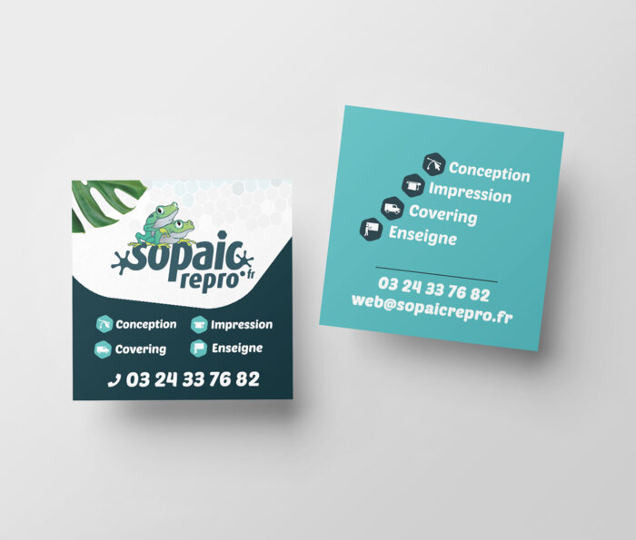 Carte de visite carree 55x55 mm - coins carrés